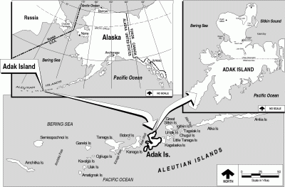 Map of Adak in Aleutian Islands